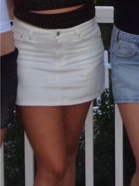 White Fox White Denim Mini Skirt